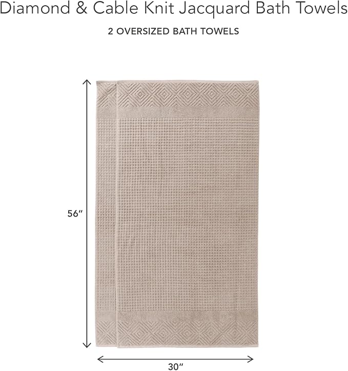 Texere 100% Organic Cotton Diamond Jacquard 700 GSM Luxury Bath Towel Sets - Image 6
