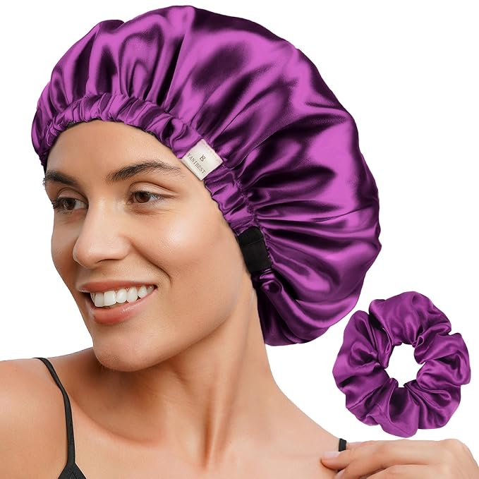YANIBEST Adjustable Satin Bonnet Double Layer Hair Bonnet by yanibest