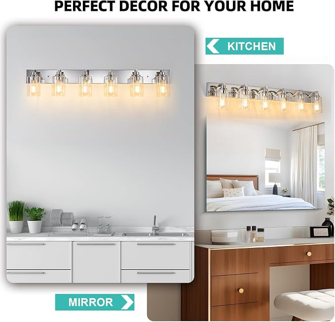 6-Light Bathroom Light Fixtures Modern Chrome Vanity Lights - Image 6