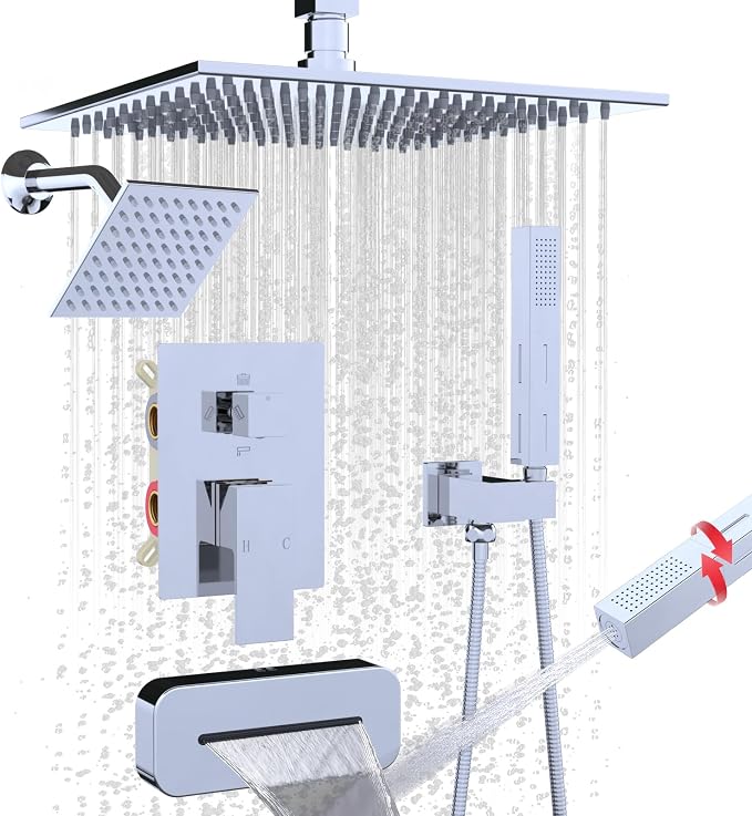 ENGA Shower System with Tub Spout, Bathtub Shower Faucet Combo Set by Enga
