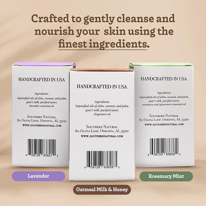 Southern Natural Goat Milk Soap Bar – Lavender, Oatmeal Milk & Honey, Rosemary - Image 2