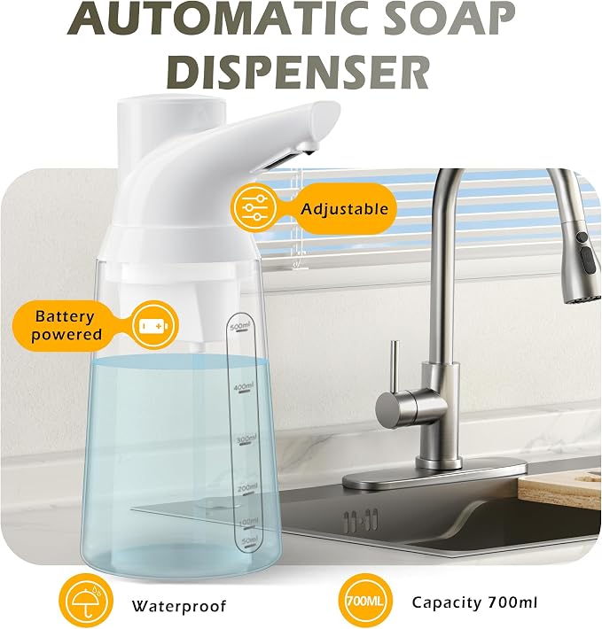 Adjustable Automatic Soap Dispenser Touchless, 4 Adjustable Levels，Battery - Image 2