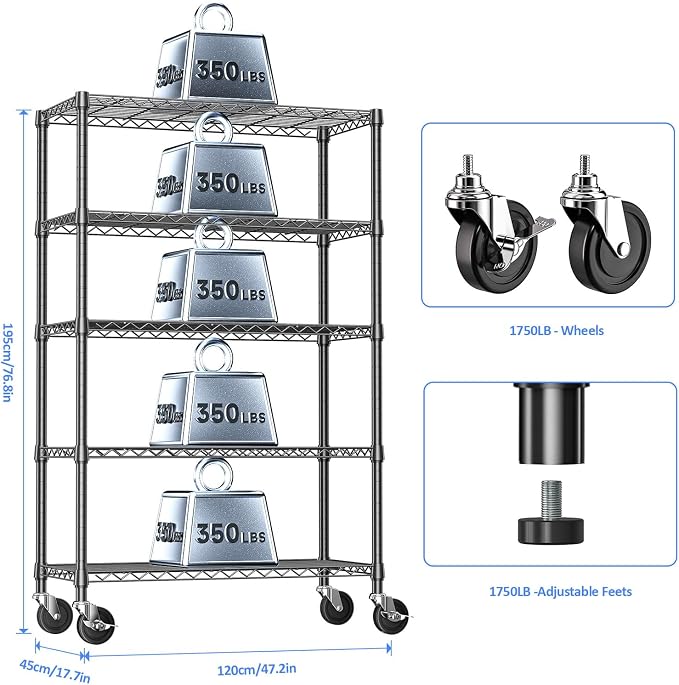 IZEUK 5-Tier Storage Shelving Unit - Image 3