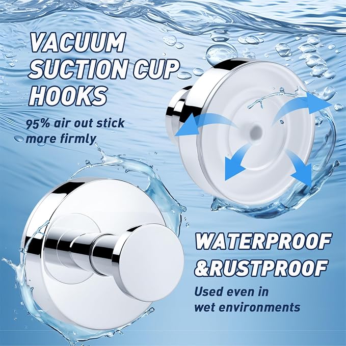 Suction Cup Hooks for Shower, Removable Suction Hooks for Bathroom Shower Wall - Image 5