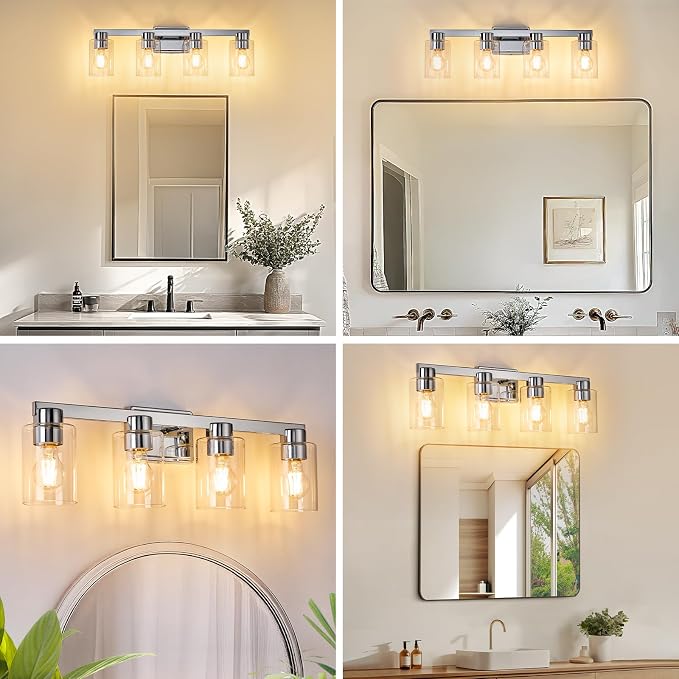 4-Light Bathroom Light Fixtures Modern Chrome Vanity Lights - Image 8