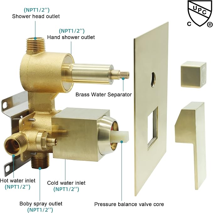 Rain Shower System, 16 Inch Ceiling Mounted Shower Faucet, Shower Combo Set - Image 3