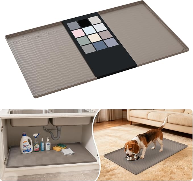 URMONA Waterproof Silicone Under Sink Mat 37'' x 22'' Shelf Liner by URMONA