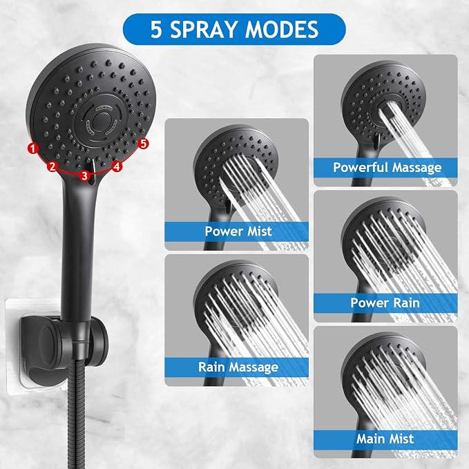 Shower Head Combo, 8 Inch High Pressure Rain - Image 3