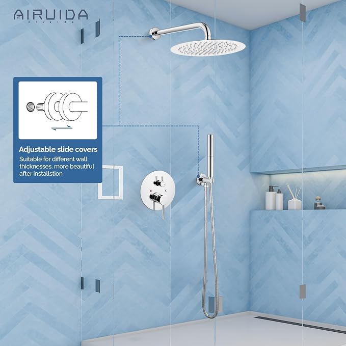 Airuida Shower Fixtures 2 Functions Shower Faucet Set Wall Mounted - Image 2