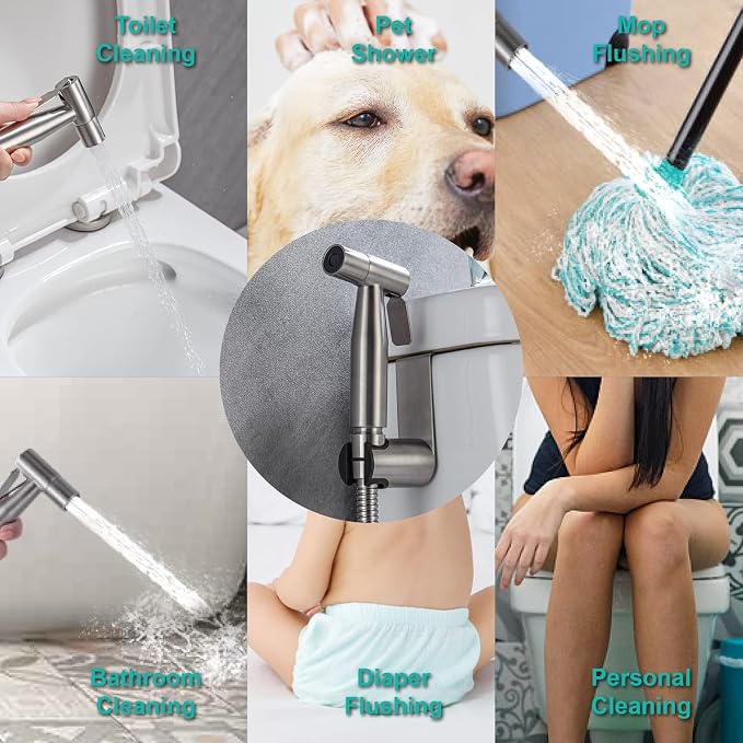 BARROCK Handheld Bidet Sprayer for Toilet, 2 Pack Stainless Steel Metal Made - Image 7