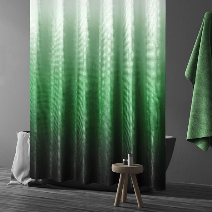 Gibelle Emerald Green Shower Curtain, Ombre Shower Curtains - Image 2
