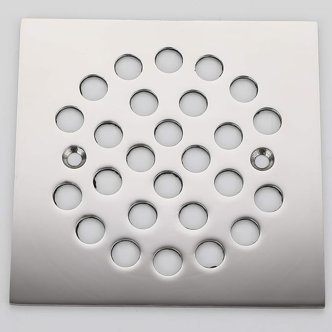 Square 4-1/4-inch Screw-in Shower Floor Drain Grate Strainer - Image 4