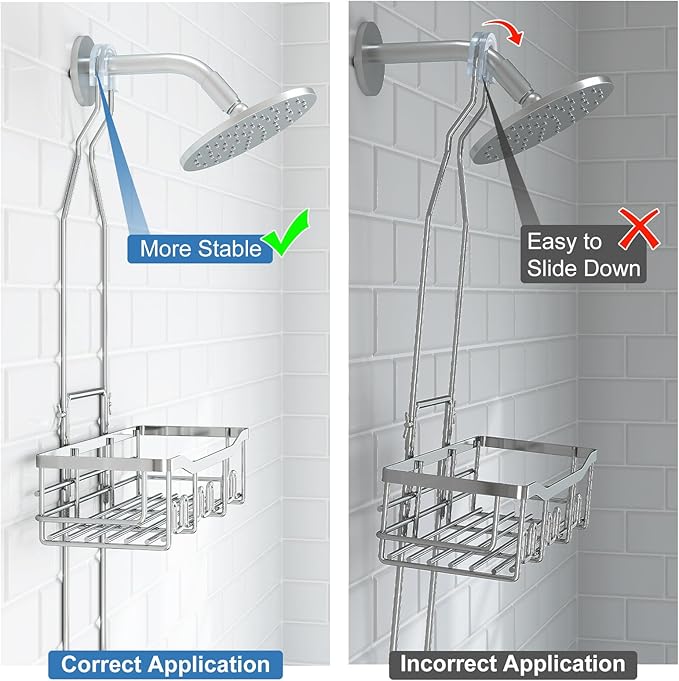 Shower Caddy Hanging for Bathroom: Adjustable Height No Blocking to Shower Head - Image 6