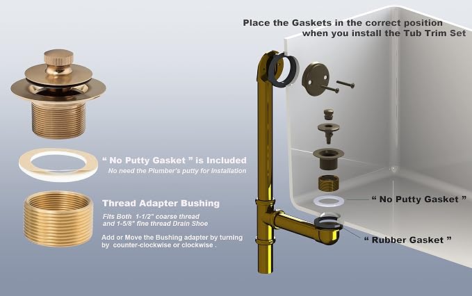 Champagne Bronze Lift & Turn Tub Trim Set - Image 5