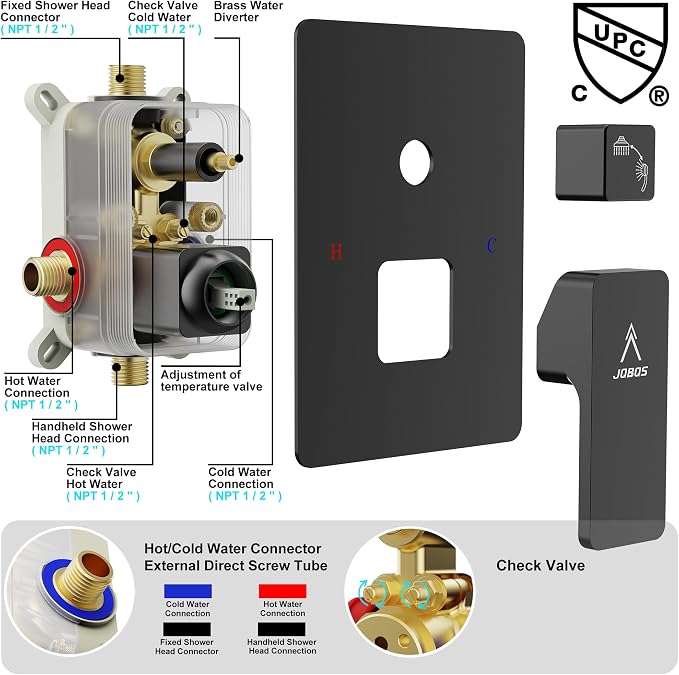 Rain Shower System 12IN Modern Brass Faucet Set - Image 6