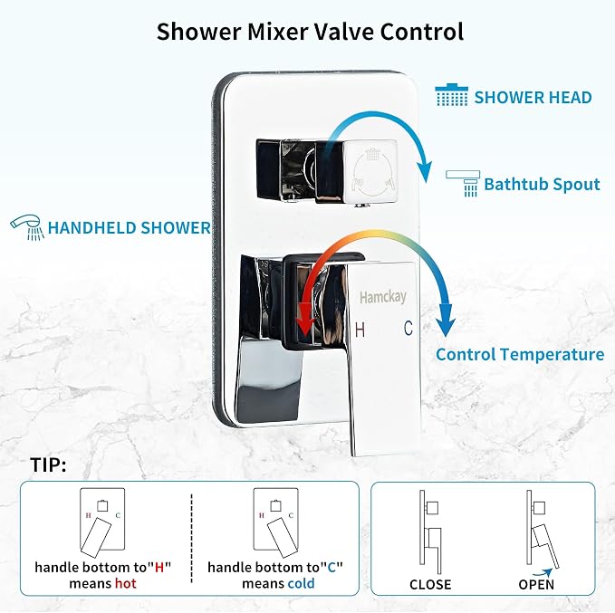 12inch Polished Chrome Shower System - Image 7