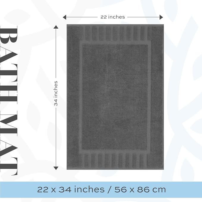 White Classic Luxury Bath Mat Floor Towel Set - Image 3