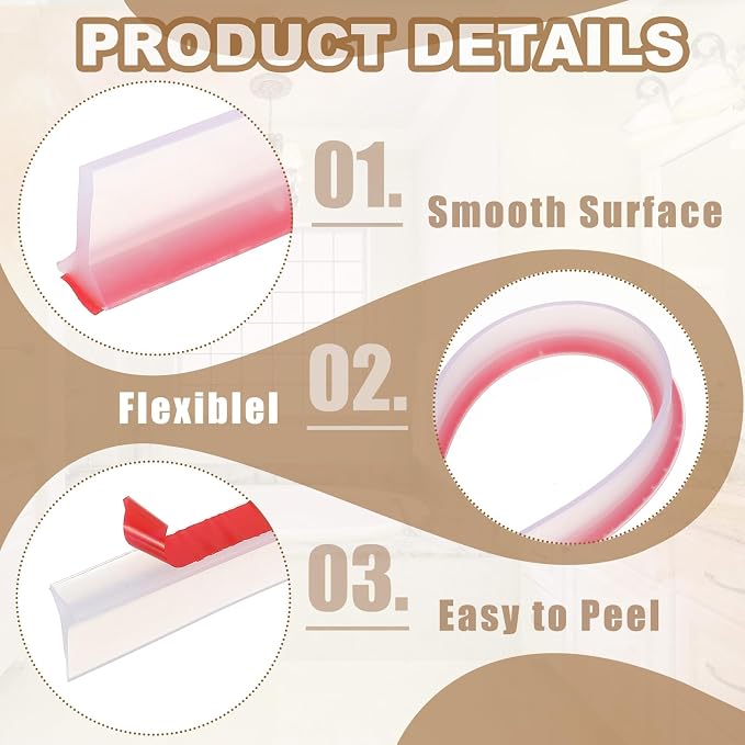 PATIKIL 118 Inch Collapsible Shower Threshold Water Dam Guard, Shower Stopper - Image 3