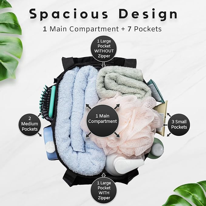 Mesh Shower Caddy Dorm, 7 Pockets & 1 - Image 2