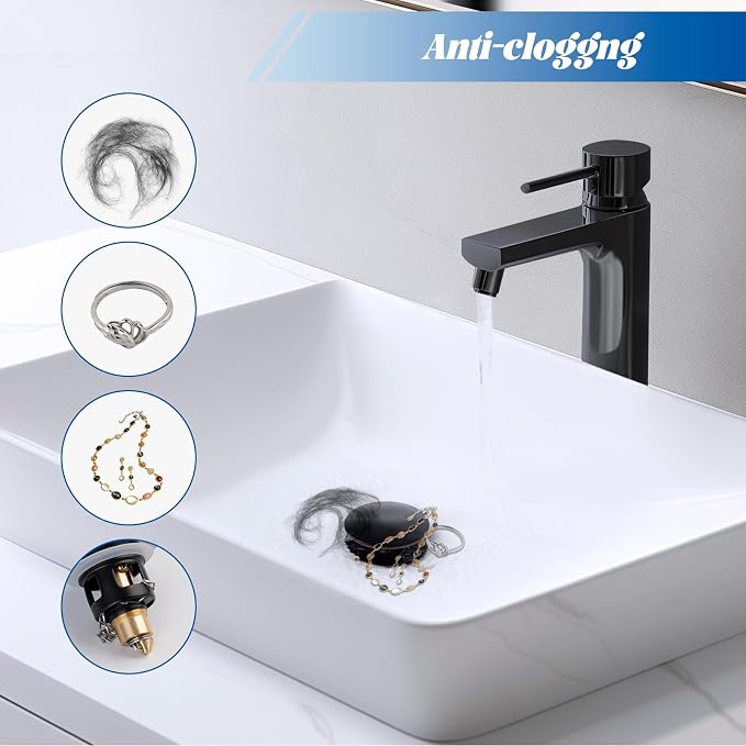 Hibbent All Metal 2 in 1 Bathroom Sink Stopper, Universal Pop Up Drain Strainer - Image 4