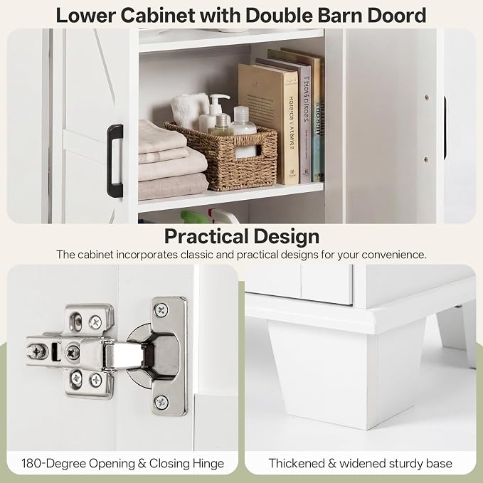 Farmhouse Bathroom Storage Cabinet, 67.9" Tall Freestanding Cabinet - Image 8