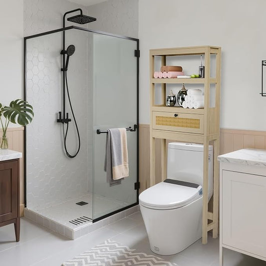 Over The Toilet Storage Cabinet, Behind Toilet Bathroom Organizer by Homajor