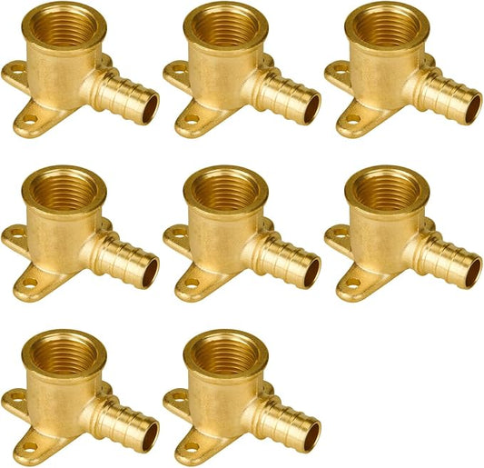 SUNGATOR 8-Pack Pex Drop Ear Elbow 1/2", No Lead Brass Fittings, UPC Certified by SUNGATOR