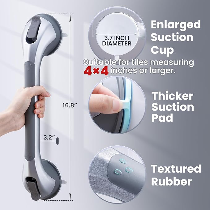 LEVERLOC Grab Bars for Bathtubs and Showers, Shower Handle 17 Inch Strong - Image 4