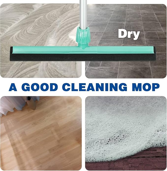 18" Floor Squeegee with 43" Adjustable Aluminum Handle Light Duty Magic Broom - Image 4
