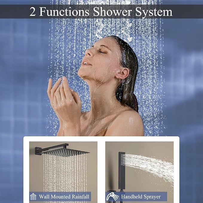 Shower Faucet Set 16 Inch Wall Mount Rain Shower System, All Metal Shower - Image 6