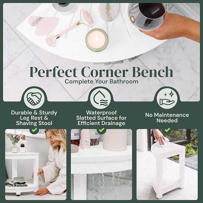 Waterproof Corner Shower Stool - Image 3
