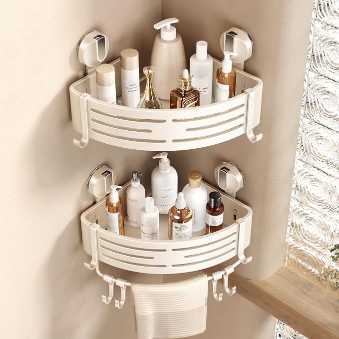 VOLPONE Corner Shower Caddy Suction Cup Shower Shelf Corner No Drilling by VOLPONE