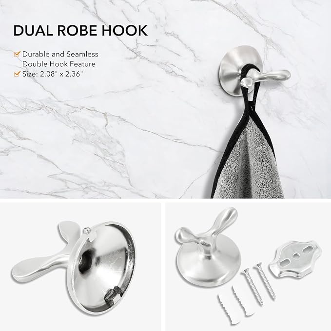 Brushed Nickel 5 Piece Bathroom Hardware Set Towel Rack Set Adjustable - Image 5