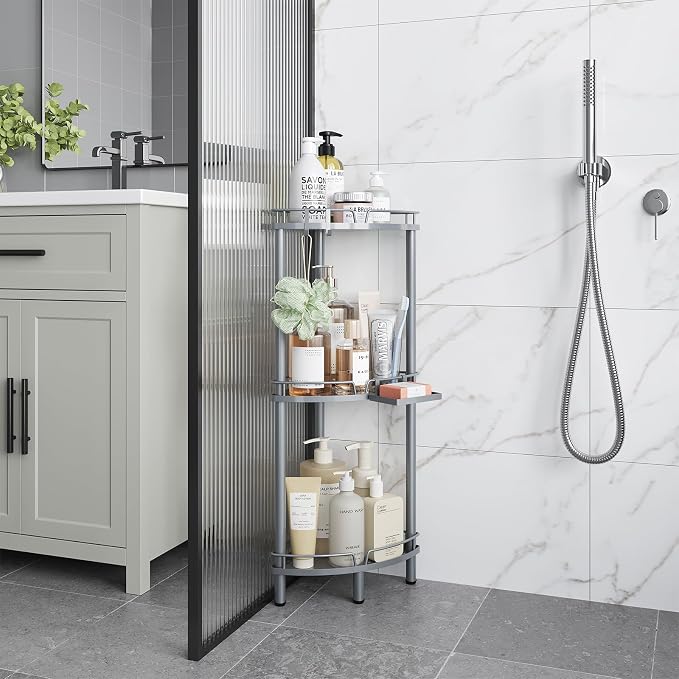ELYKEN Corner Shower Caddy Standing, 3 Tier Rustproof Metal Shower Organizer - Image 8