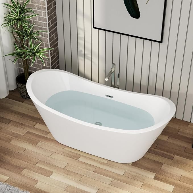 67 Inch Acrylic Freestanding Soaking Bathtub - Image 2