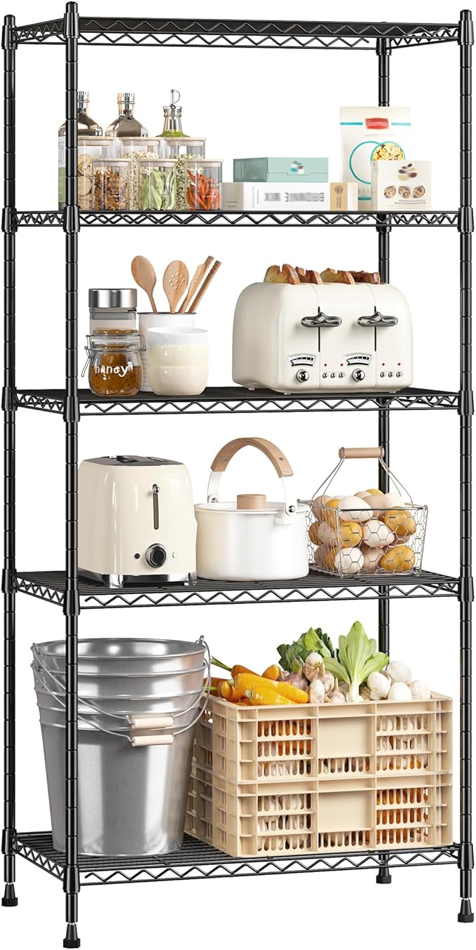5-Tier Shelf, Shelves Capacity 1010LBS, Storage Shelves Adjustable Wire Shelving by Romorgniz