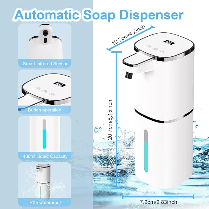Automatic Foaming Soap Dispenser Touchless, USB Rechargeable Smart Hand Soap - Image 2