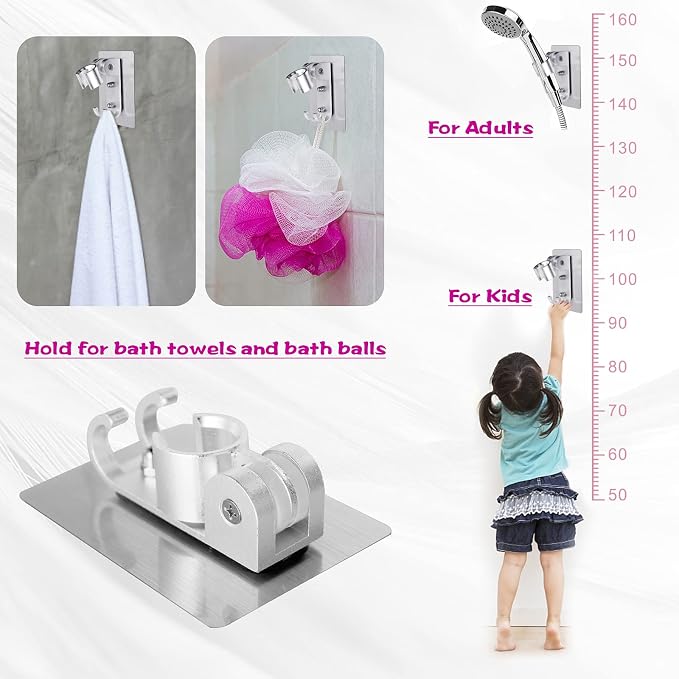 2PCS Shower Head Holder, Strong Adhesive Shower Holder, Adjustable Shower Wand - Image 4