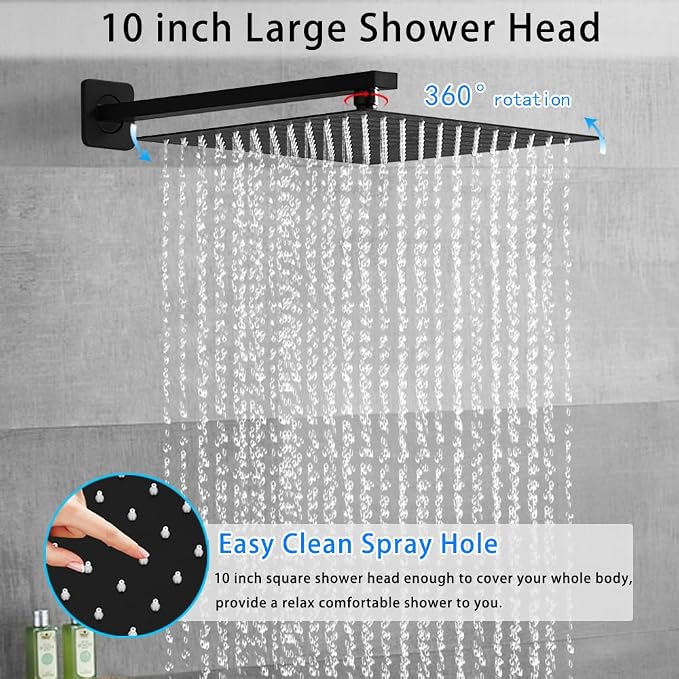 Matte Black Shower System YCAIKOI Wall Mount Shower Faucet Set - Image 3
