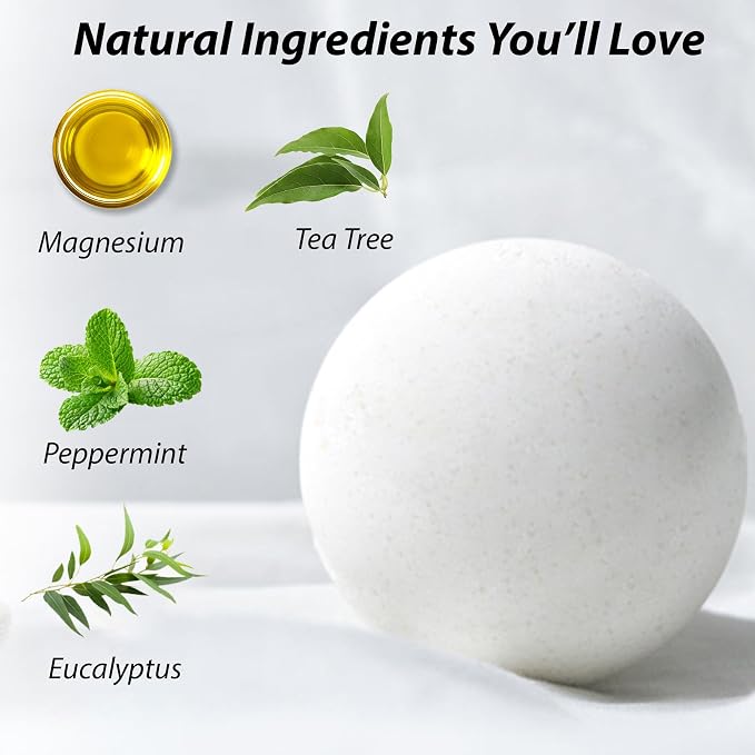 Magnesium Bubble Bath Bombs Long Lasting Foaming Sore Muscles Recovery Tea Tree - Image 3