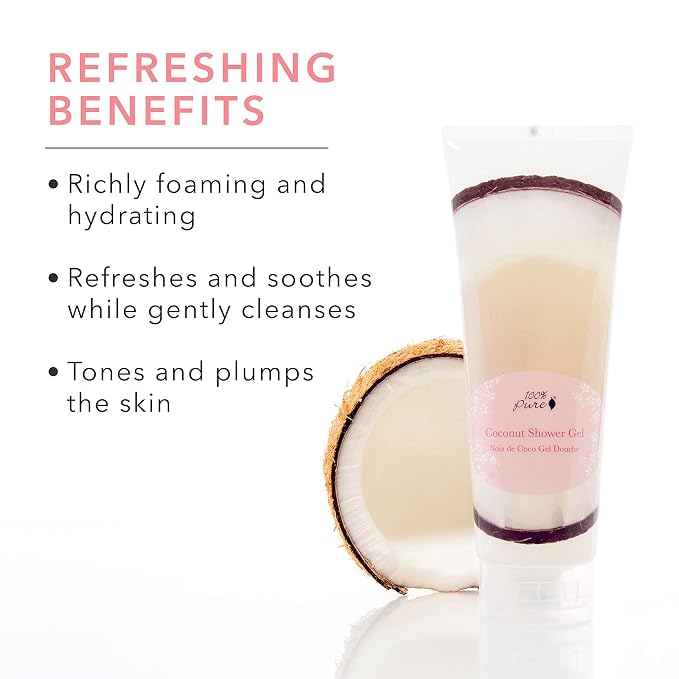 100% PURE Coconut Shower Gel Natural Foaming & Hydrating Body Wash - Image 3