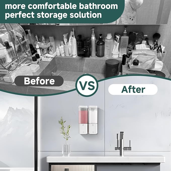 Shampoo and Conditioner Dispenser Wall Mounted No Drill, Shower Soap Dispenser - Image 6