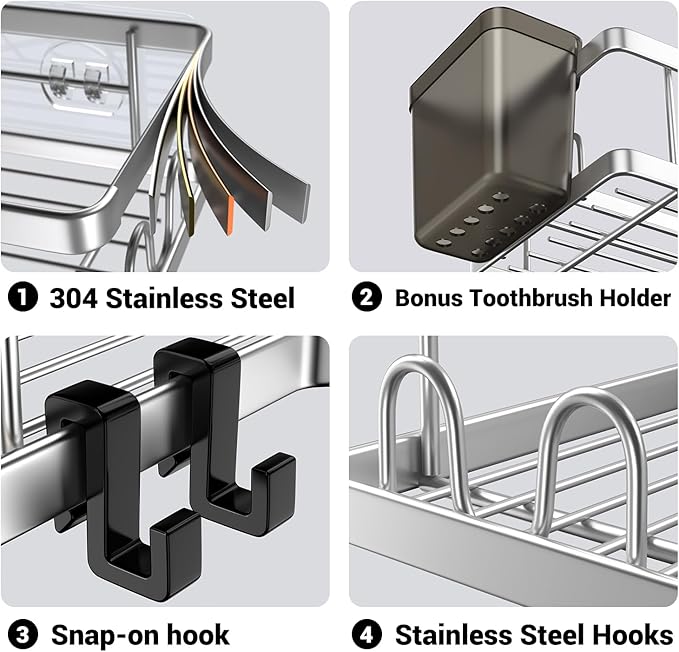 Corner Shower Caddy Shelf Rack: 2 Pack Adhesive Shower Organizer Essentials - Image 5