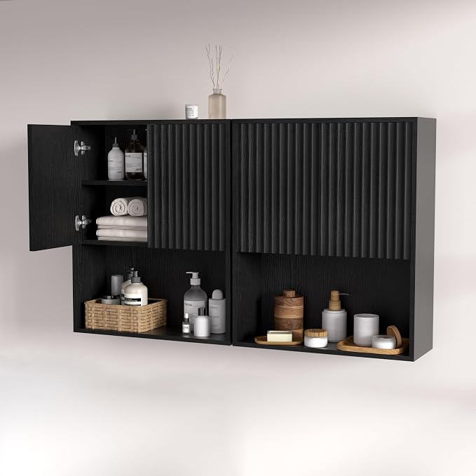 Fluted Bathroom Wall Cabinet Over The Toilet Storage, Wall Mounted Cabinet by NewBeth