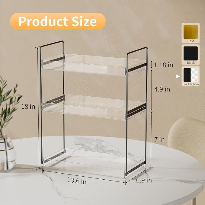 Bathroom Countertop Organizer, 3 Tier Metal Vanity Counter Skincare Shelf - Image 2