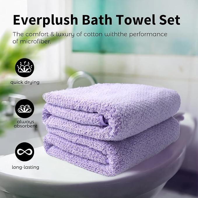 Everplush Diamond Collection Oversized Bath Towel – 2 Pieces, Super Soft & - Image 3