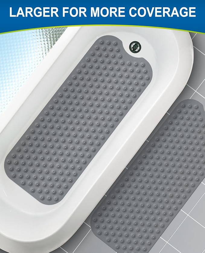 Bathtub Mat Non-Slip Without Suction Cups, 39x16inch Extra Long Bath Mats - Image 8