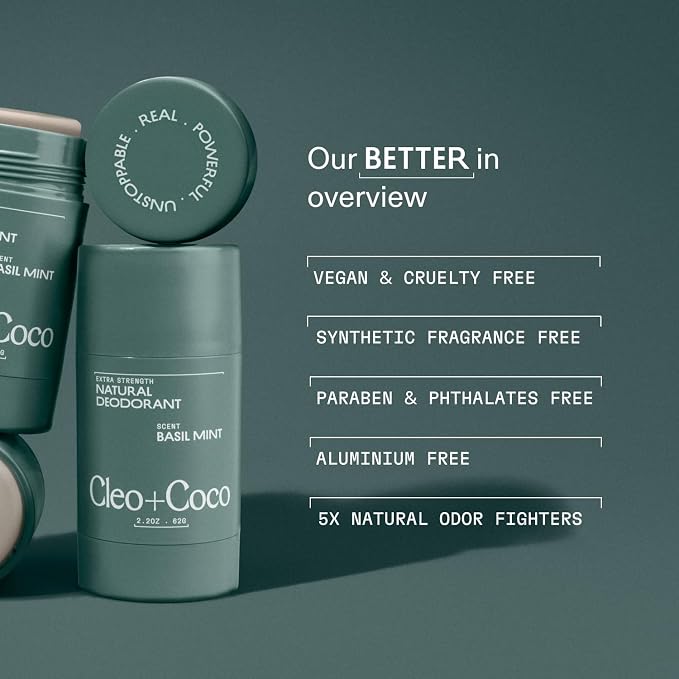 Cleo+Coco Extra Strength Deodorant Balm, Basil Mint, Natural Aluminum Free - Image 5