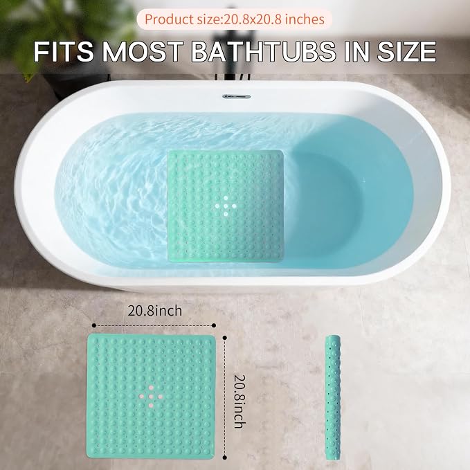 Anti-Slip Bathtub Shower mat, 20.8×20.8（Approximately 53×53cm） inch Soft - Image 3