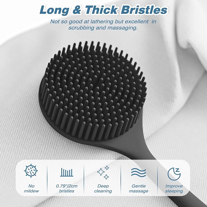 Manmihealth Silicone Back Scrubber & Soft Bath Glove Set, Super-Exfoliating - Image 3